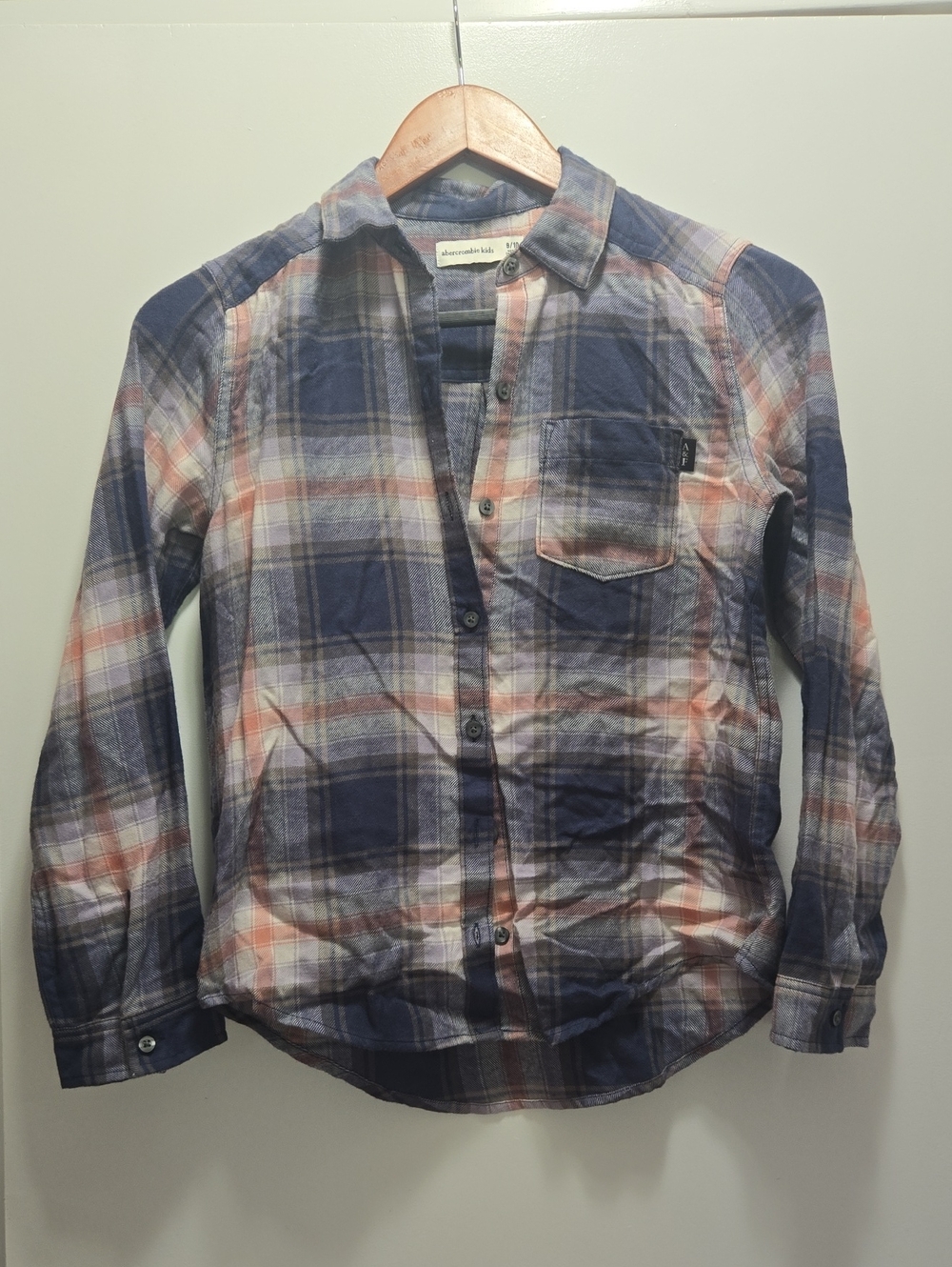 abercrombie kids Navy, Cream & Tan Plaid Button-Down Shirt